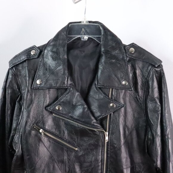 Vintage Men's M God Bless America Eagle Genuine Leather Motorcycle Jacket Coat - Picture 2 of 11